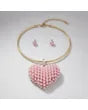 Pink Pearled Heart & Earrings Set