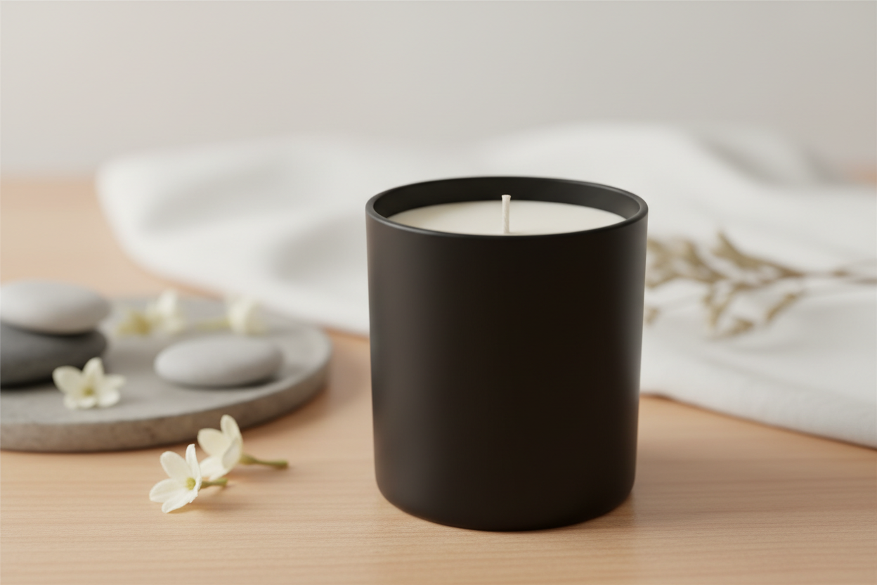 candle in black jar unlabled
