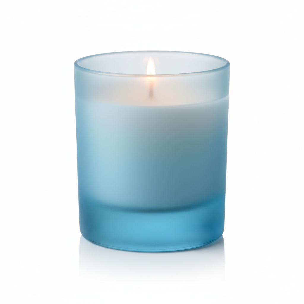 light blue unlabeled candle jar